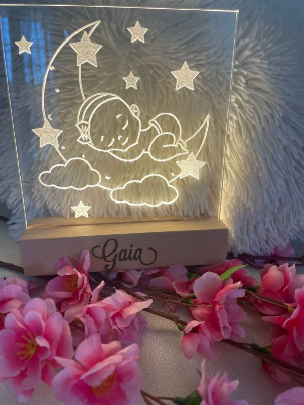 Lampada notte personalizzata in legno - immagine 8