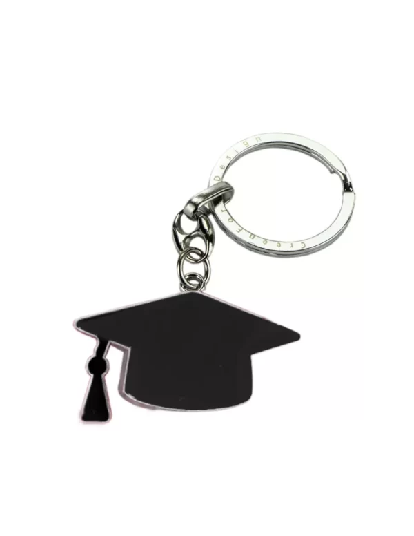 Portachiavi Cappello Laurea Nero diam. 4 cm. Sconti su quantità