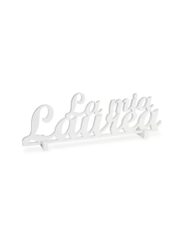 Scritta "La mia Laurea" legno colore bianco H 30 cm.